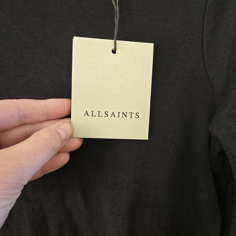 Black All Saints Stevie Long Sleeve Tee Size L 3 of 3 - Picture 8 of 11